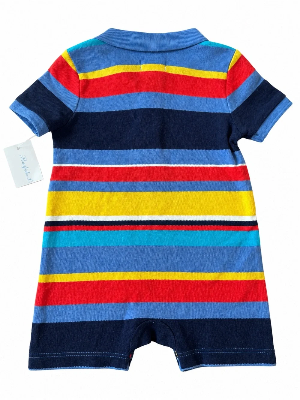 Ralph Lauren Baby Boys Striped Polo Shortall Romper 6M NWT